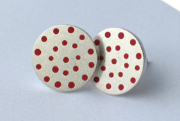 NDB Studs - silver / red enamel