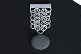 Medal Brooch - Stg Silver/Greywacke Pebble - Ref# 0102